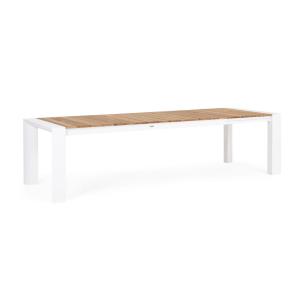 Table à rallonge en aluminium blanc et bois de teck 228x100…