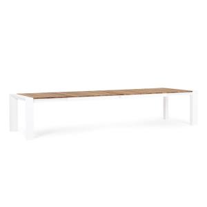 Table à rallonge en aluminium blanc et bois de teck 253x110…