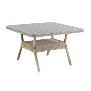 Table aluminium fibre marron plateau lames de fibre gris 12…