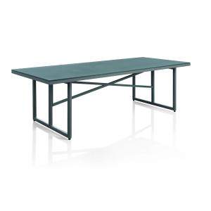 Table aluminium verre trempé effet pierre gris taupe 240X10…