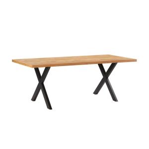 Table àmanger plateau finition chêne et pieds métal noir -…