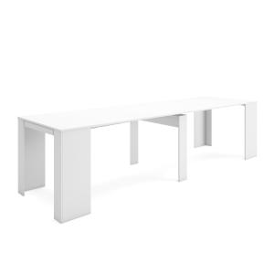 Table auxiliaire extensible effet bois blanc 302x90x77cm