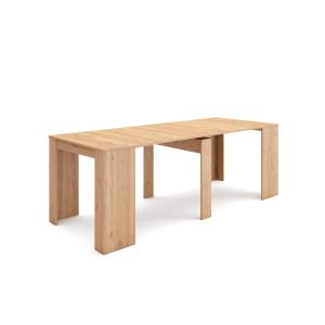 Table auxiliaire extensible effet bois de chêne 222x90x77cm