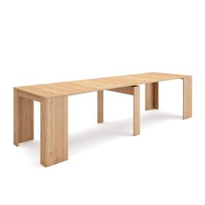 Table auxiliaire extensible effet bois de chêne 302x90x77cm