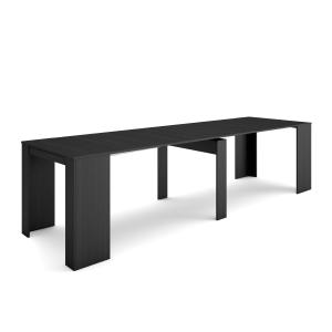 Table auxiliaire extensible effet bois noir 302x90x77cm