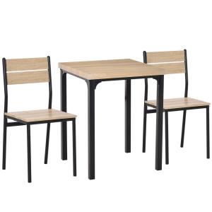 Table avec 2 chaises style industriel acier noir aspect chê…