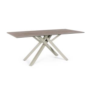 Table avec plateau en céramique gris tourterelle 180x90