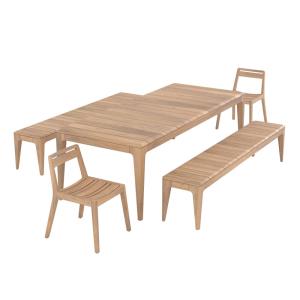Table, bancs et chaises de jardin en bois de teck recyclé 1…