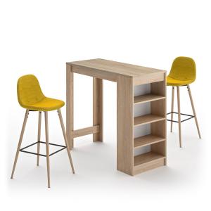 Table bar effet bois chêne naturel - jaune