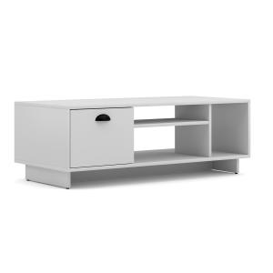 Table basse 1 porte 3 niches stratifiés blanc