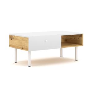 Table basse 1 tiroir 1 niche L90 cm - Blanc