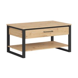 Table basse 1 tiroir stratifiés beige noir