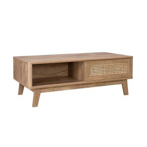 Table basse 2 niches 1 porte coulissante cannage