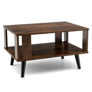 Table basse à 2 niveaux avec pieds de soutien bois 70 x 50x…