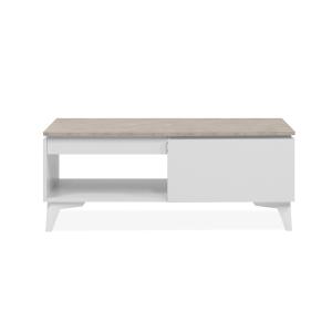 Table basse avec 1 tiroir, 1 niche L100 cm - Blanc