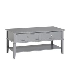 Table basse avec 2 tiroirs en mélaminé gris