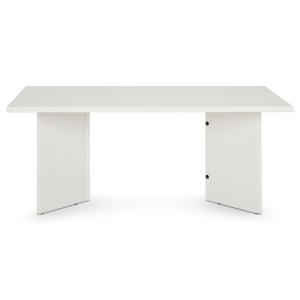 Table basse avec pieds angulaires en bois massif, blanc