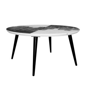 Table basse avec plateau à peinture abstraite argent - L80…