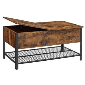 Table basse avec plateau rabattable effet bois noir