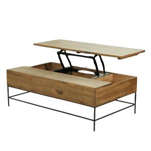 Table basse avec plateau relevable en chêne massif brun 122…