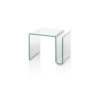 Table basse avec porte-revues en verre transparent