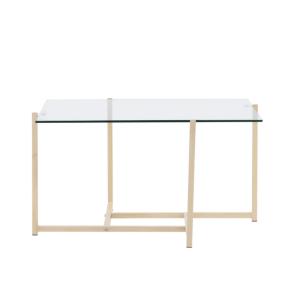 Table basse blanche avec plateau en verre