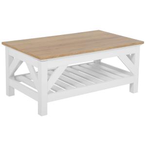 Table basse bois clair blanc 100 x 60 cm