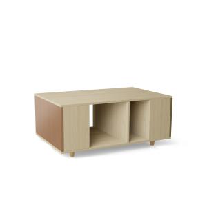 Table basse bois effet chêne clair, 1 porte, 2 couleurs L11…