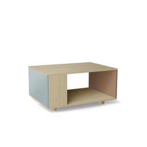 Table basse bois effet chêne clair, 1 porte, 2 couleurs L90…