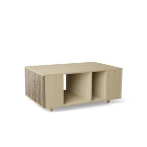 Table basse bois effet chêne clair, 1 porte, bicolore L110…