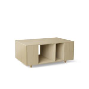 Table basse bois effet chêne clair, 1 porte, blanc cassé L1…