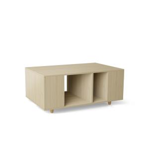 Table basse bois effet chêne clair, 1 porte, blanc L110 x l…