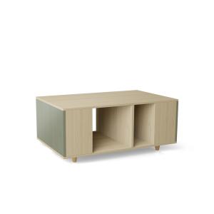 Table basse bois effet chêne clair, 1 porte, bleu clair L11…