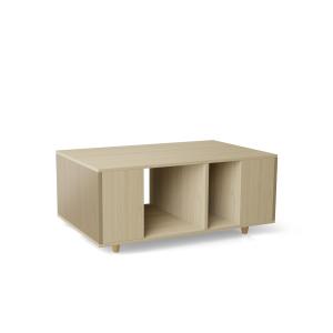 Table basse bois effet chêne clair, 1 porte, gris clair L11…