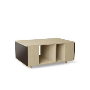 Table basse bois effet chêne clair, 1 porte, gris foncé L11…