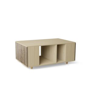 Table basse bois effet chêne clair, 1 porte, multicolore L1…