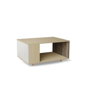 Table basse bois effet chêne clair, 1 porte, multicolore L9…