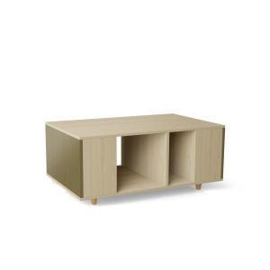 Table basse bois effet chêne clair, 1 porte, olive L110 x l…