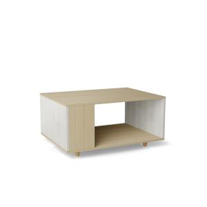 Table basse bois effet chêne clair, 1 porte, Pin Ferret L90…