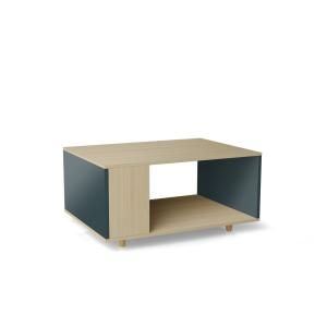 Table basse bois effet chêne clair, 1 porte, vert tropical…