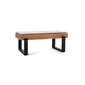 Table basse bois récupéré et base métal avec plateau en ver…