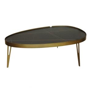 Table  basse bronze et céramique marbrée noire