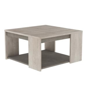 Table basse carrée 2 Plateaux L80 cm - Décor chêne et béton…