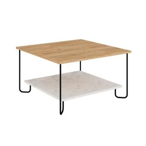 Table basse carrée avec pieds en métal L80 cm - Chêne artis…