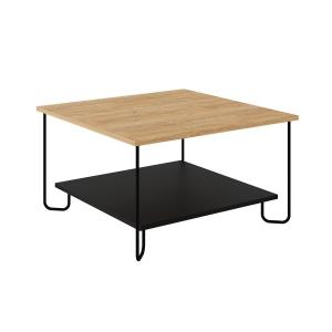 Table basse carrée avec pieds en métal L80 cm - Chêne artis…