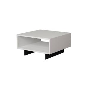 Table basse carrée bois blanc et anthracite