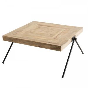Table basse carrée bois manguier pieds métal noir compas L8…