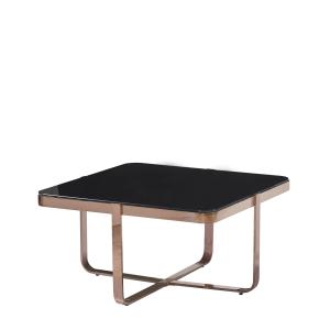 Table basse carrée en acier inoxydable et verre noir L 80 c…