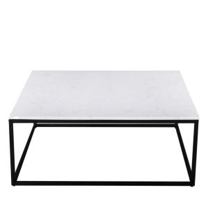 Table basse carrée en marbre blanc et métal 100x100cm blanc…