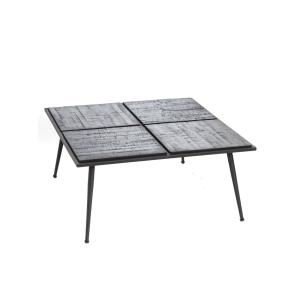 Table basse carrée en teck recyclé et métal noir L80